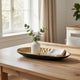 Decorative Bowl | 16" Long Oval Shape | Luxe Black & Gold Aluminum