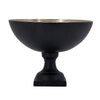 Decorative Bowl | 9" Round Footed Design | Black & Gold Aluminum
