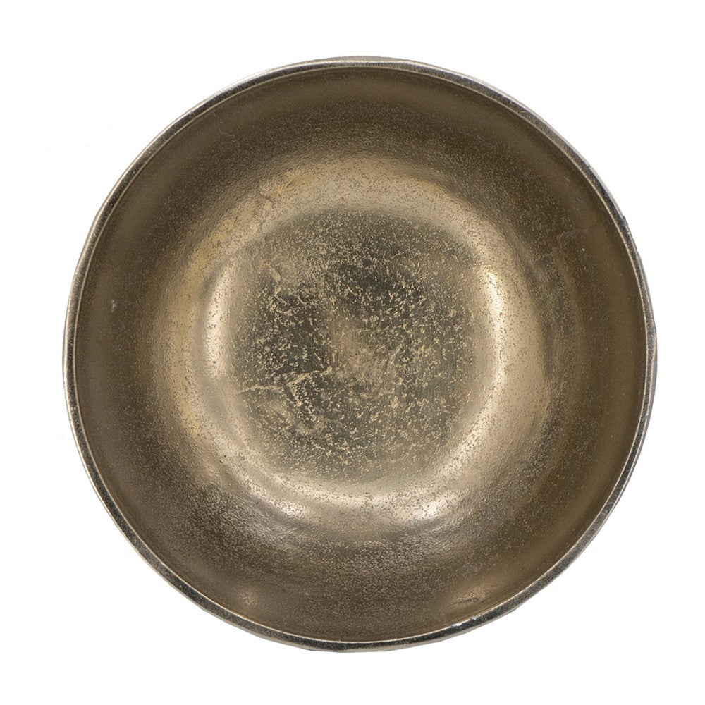 Decorative Bowl | 9" Round Footed Design | Black & Gold Aluminum