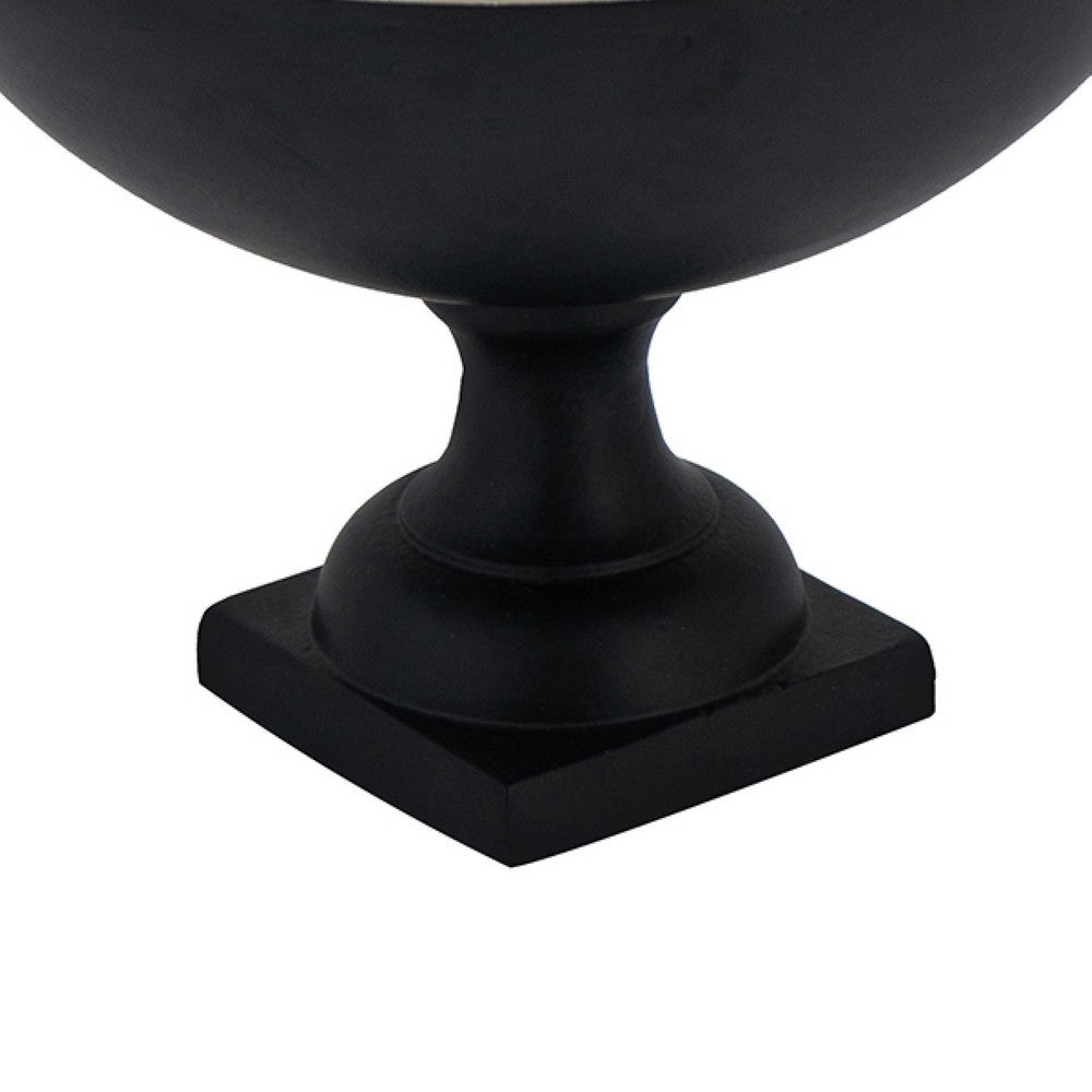 Decorative Bowl | 9" Round Footed Design | Black & Gold Aluminum
