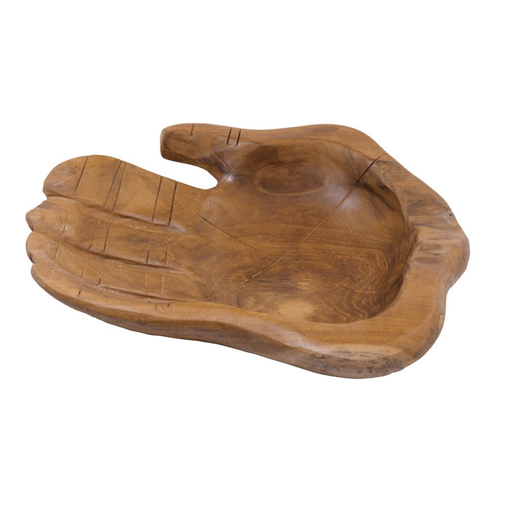 Decorative Accent Bowl Dish | 13" Hand Design with Teak Brown Wood
