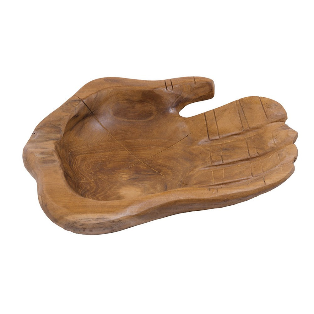 Decorative Accent Bowl Dish | 13" Hand Design with Teak Brown Wood