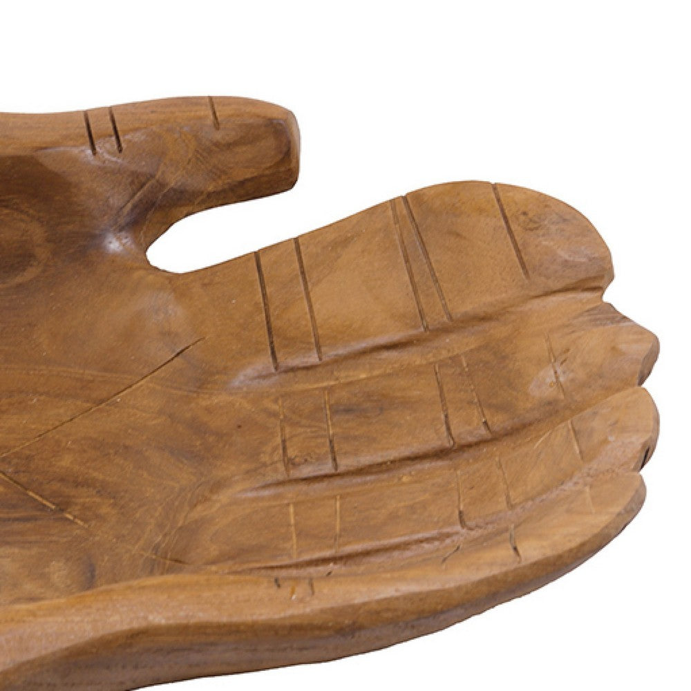 Decorative Accent Bowl Dish | 13" Hand Design with Teak Brown Wood