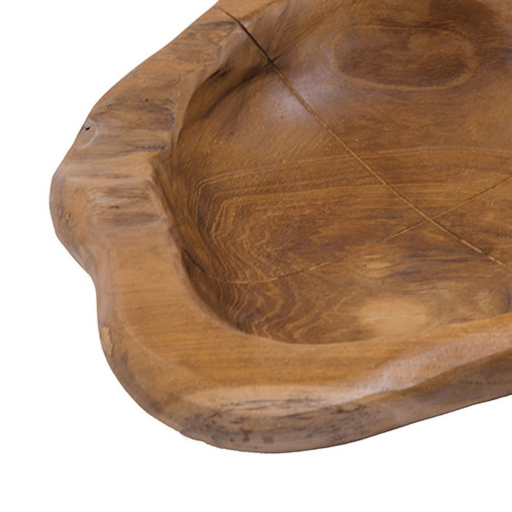 Decorative Accent Bowl Dish | 13" Hand Design with Teak Brown Wood