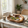 Decorative Accent Bowl Dish | 13" Hand Design with Teak Brown Wood