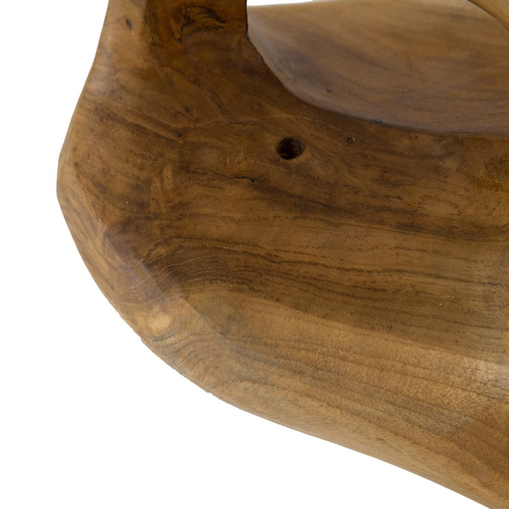 Decorative Accent Tray | 22" Teak Brown Wood Leaf Design | Hand Carved