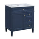 Roze Bathroom Vanity with Ceramic Sink | 3 Drawers | Blue Wood 30"