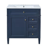 Roze Bathroom Vanity with Ceramic Sink | 3 Drawers | Blue Wood 30"