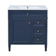 Roze Bathroom Vanity with Ceramic Sink | 3 Drawers | Blue Wood 30"