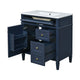 Roze Bathroom Vanity with Ceramic Sink | 3 Drawers | Blue Wood 30"
