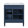 Roze Bathroom Vanity with Ceramic Sink | 3 Drawers | Blue Wood 30"