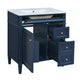 Roze Bathroom Vanity with Ceramic Sink | 3 Drawers | Blue Wood 30"