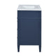 Roze Bathroom Vanity with Ceramic Sink | 3 Drawers | Blue Wood 30"