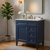 Roze Bathroom Vanity with Ceramic Sink | 3 Drawers | Blue Wood 30"