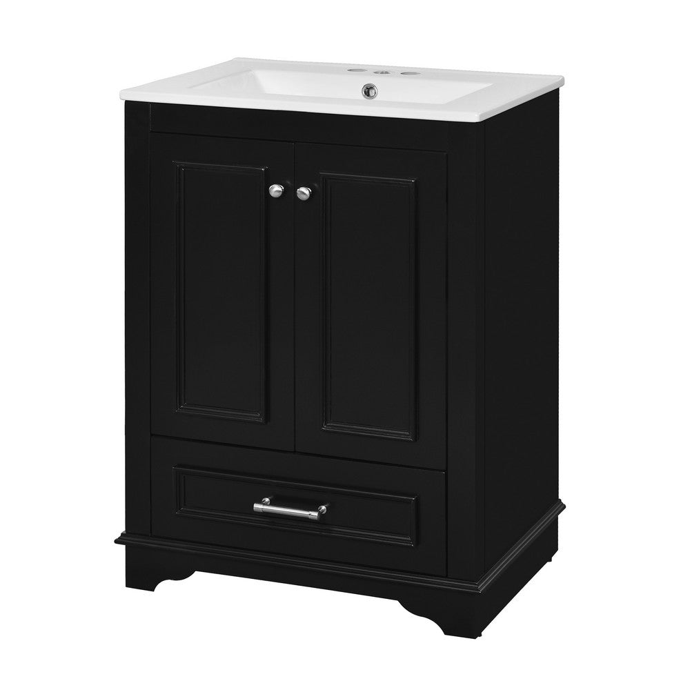 Daizy Bathroom Vanity with Built In Ceramic Sink | Cabinet Storage | Black