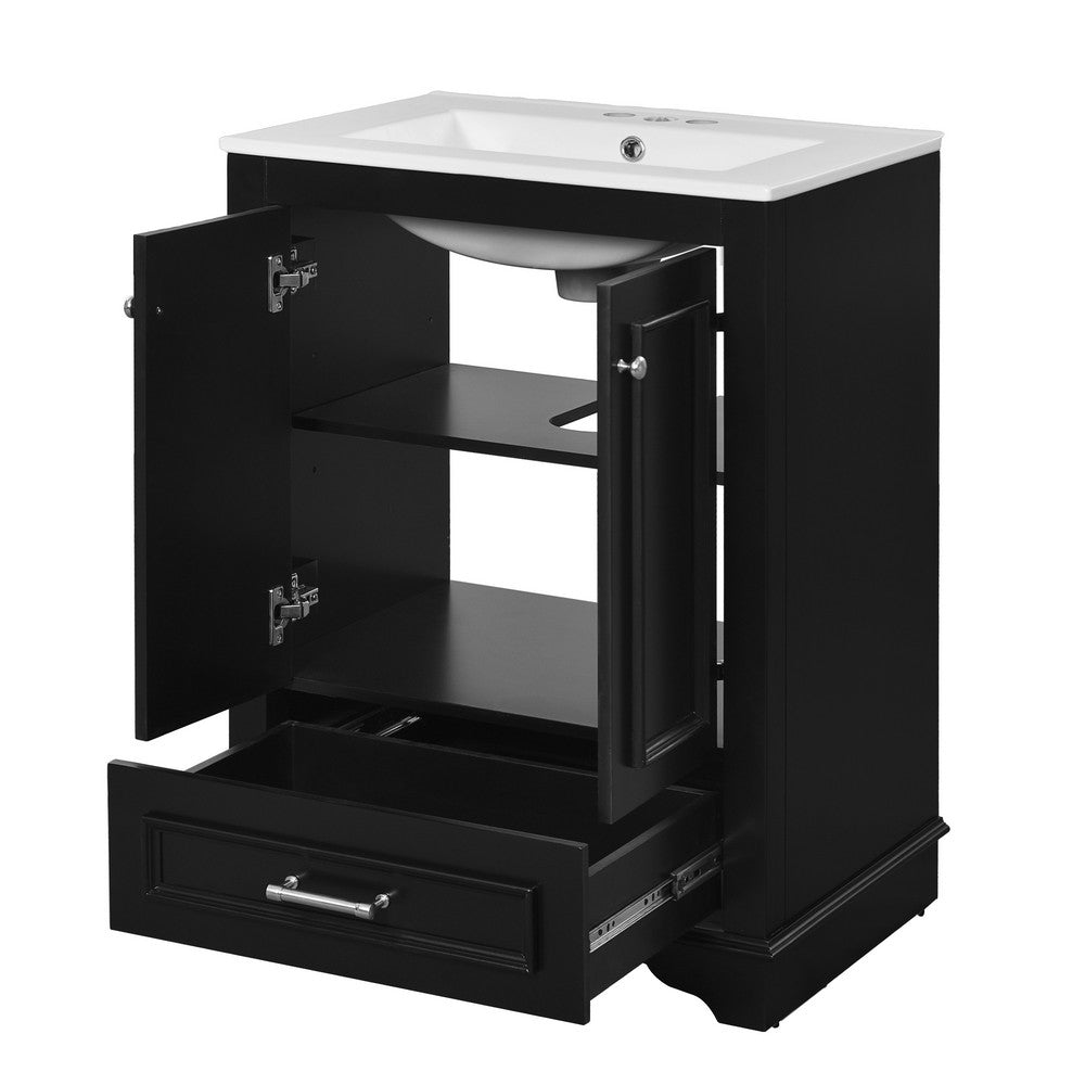 Daizy Bathroom Vanity with Built In Ceramic Sink | Cabinet Storage | Black