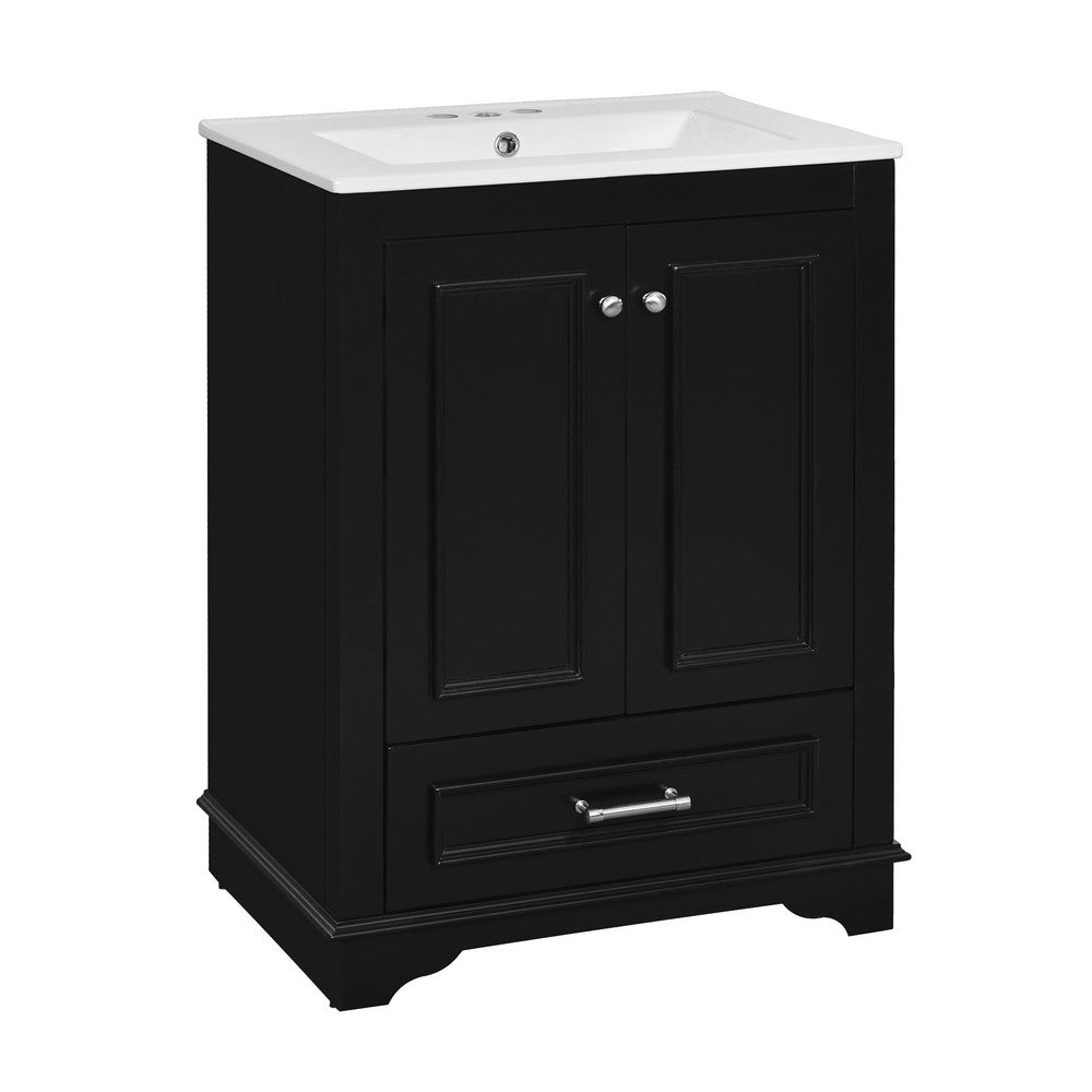 Daizy Bathroom Vanity with Built In Ceramic Sink | Cabinet Storage | Black