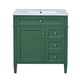 Roze Bathroom Vanity with Ceramic Sink | 3 Drawers | Green Wood 30"