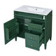 Roze Bathroom Vanity with Ceramic Sink | 3 Drawers | Green Wood 30"
