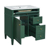 Roze Bathroom Vanity with Ceramic Sink | 3 Drawers | Green Wood 30"