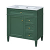 Roze Bathroom Vanity with Ceramic Sink | 3 Drawers | Green Wood 30"
