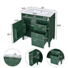 Roze Bathroom Vanity with Ceramic Sink | 3 Drawers | Green Wood 30"