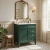 Roze Bathroom Vanity with Ceramic Sink | 3 Drawers | Green Wood 30"