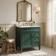 Roze Bathroom Vanity with Ceramic Sink | 3 Drawers | Green Wood 30"