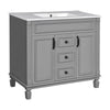 Gwen 36" Bathroom Vanity with Built In Sink | 2 Doors | Gray | Ceramic