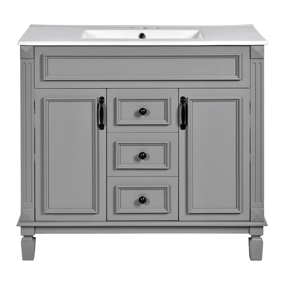 Gwen 36" Bathroom Vanity with Built In Sink | 2 Doors | Gray | Ceramic