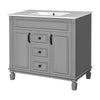 Gwen 36" Bathroom Vanity with Built In Sink | 2 Doors | Gray | Ceramic