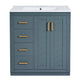 Wenz 30" Ceramic Sink Bathroom Vanity | Gold Metal Accents Rustic Blue Wood