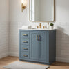 Wenz 30" Ceramic Sink Bathroom Vanity | Gold Metal Accents Rustic Blue Wood