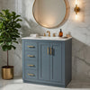 Wenz 30" Ceramic Sink Bathroom Vanity | Gold Metal Accents Rustic Blue Wood