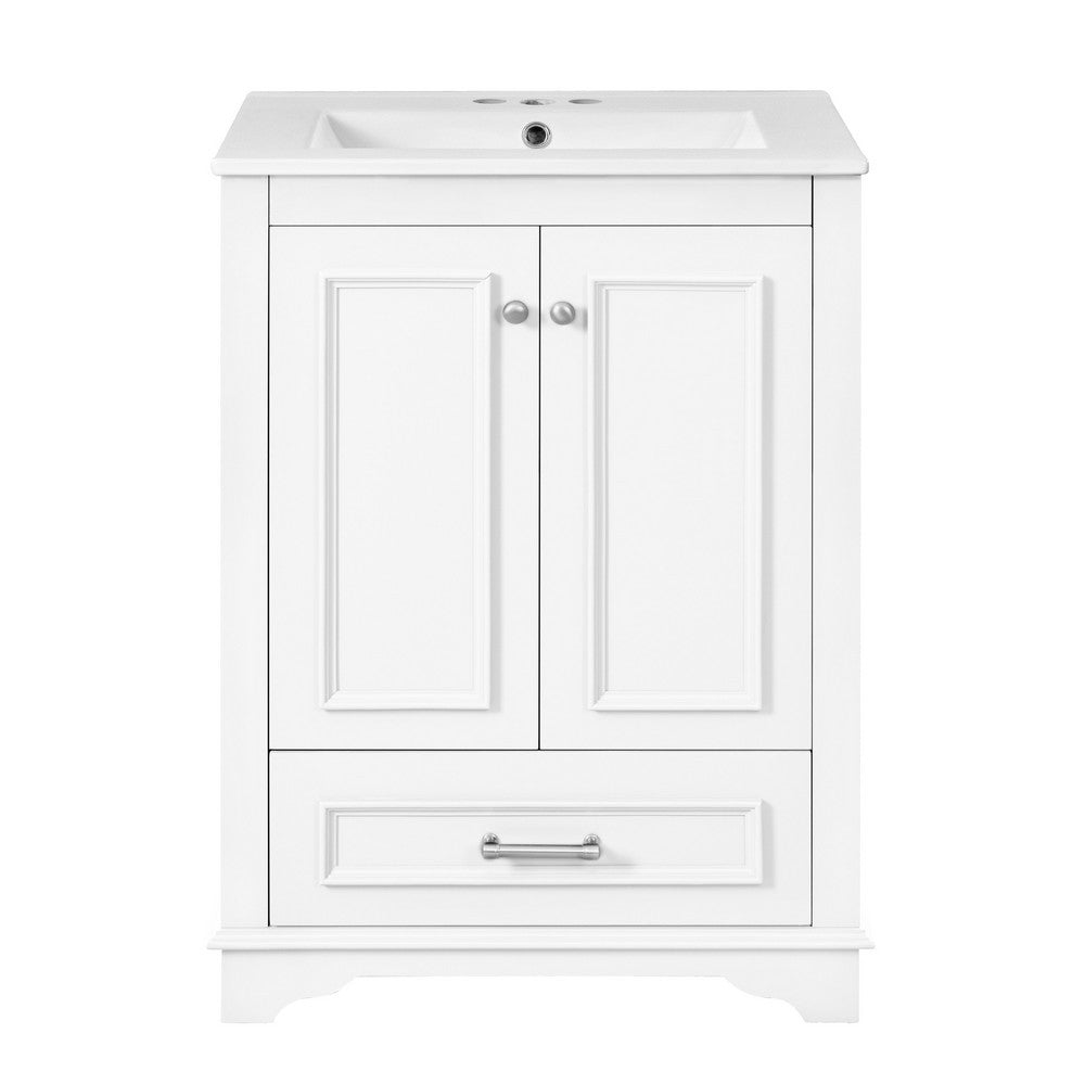 Daizy Bathroom Vanity with Ceramic Sink | Soft-Close Storage | White 24"