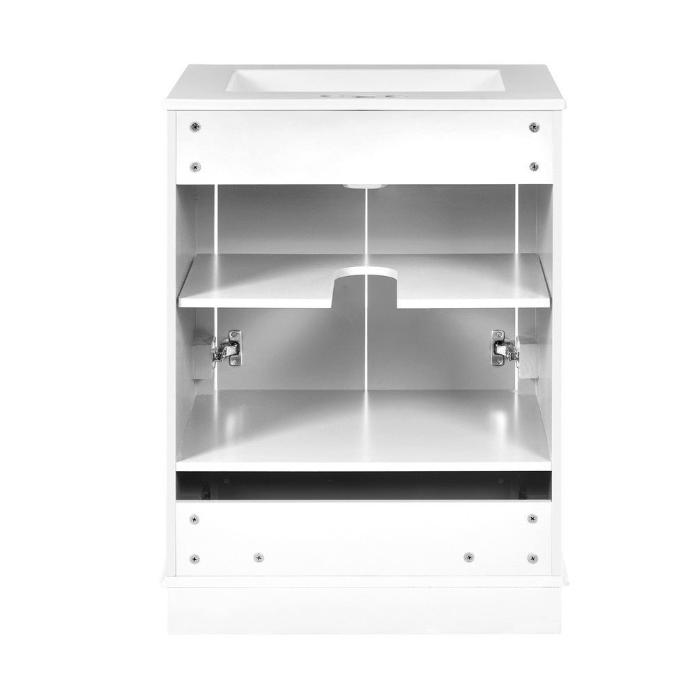 Daizy Bathroom Vanity with Ceramic Sink | Soft-Close Storage | White 24"