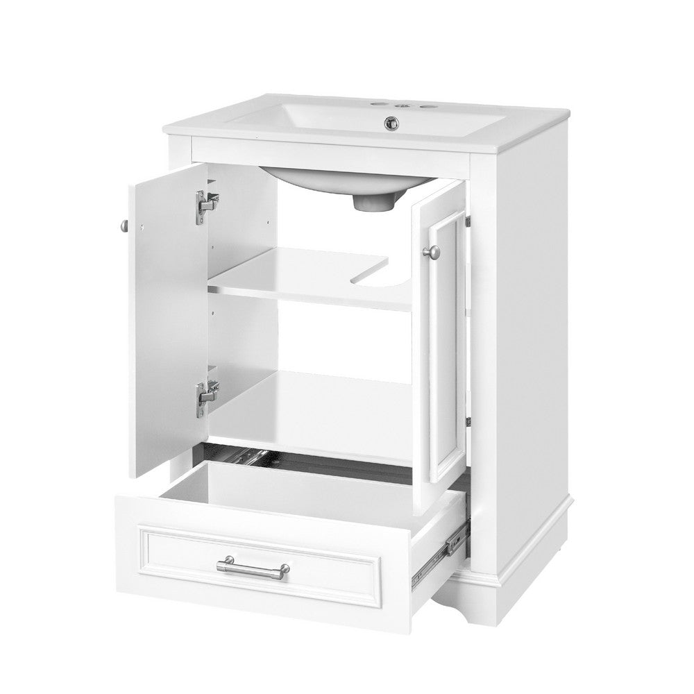 Daizy Bathroom Vanity with Ceramic Sink | Soft-Close Storage | White 24"