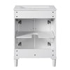 Quen Ceramic Sink Bathroom Vanity | Gold Metal & White Wood 24"