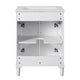 Quen Ceramic Sink Bathroom Vanity | Gold Metal & White Wood 24"