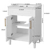 Quen Ceramic Sink Bathroom Vanity | Gold Metal & White Wood 24"
