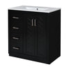 Wenz 30" Bathroom Sink Vanity | Ceramic | Chrome Accents | Rustic Black