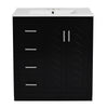 Wenz 30" Bathroom Sink Vanity | Ceramic | Chrome Accents | Rustic Black
