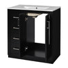 Wenz 30" Bathroom Sink Vanity | Ceramic | Chrome Accents | Rustic Black
