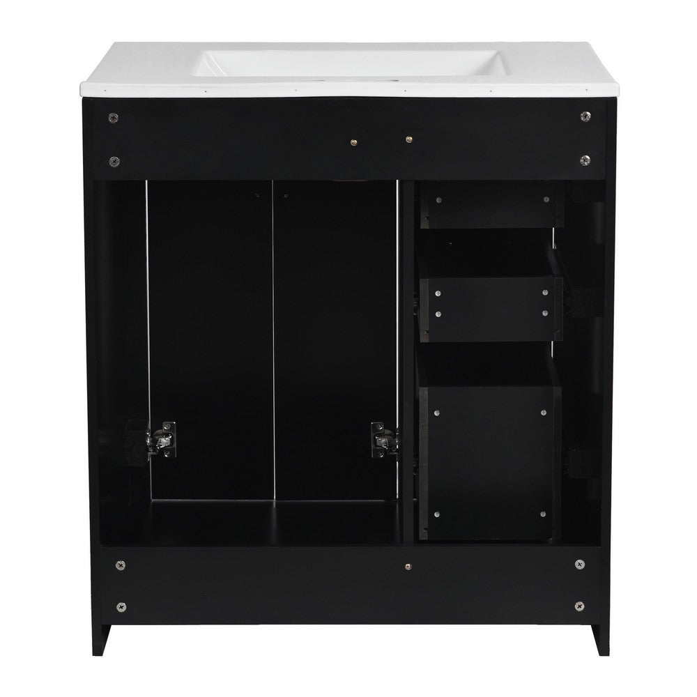 Wenz 30" Bathroom Sink Vanity | Ceramic | Chrome Accents | Rustic Black