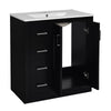 Wenz 30" Bathroom Sink Vanity | Ceramic | Chrome Accents | Rustic Black