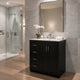 Wenz 30" Bathroom Sink Vanity | Ceramic | Chrome Accents | Rustic Black