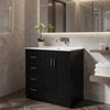 Wenz 30" Bathroom Sink Vanity | Ceramic | Chrome Accents | Rustic Black