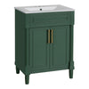 Quen Bathroom Vanity with Ceramic Sink | Gold Metal | Emerald Green 24"