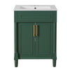 Quen Bathroom Vanity with Ceramic Sink | Gold Metal | Emerald Green 24"