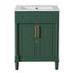 Quen Bathroom Vanity with Ceramic Sink | Gold Metal | Emerald Green 24"
